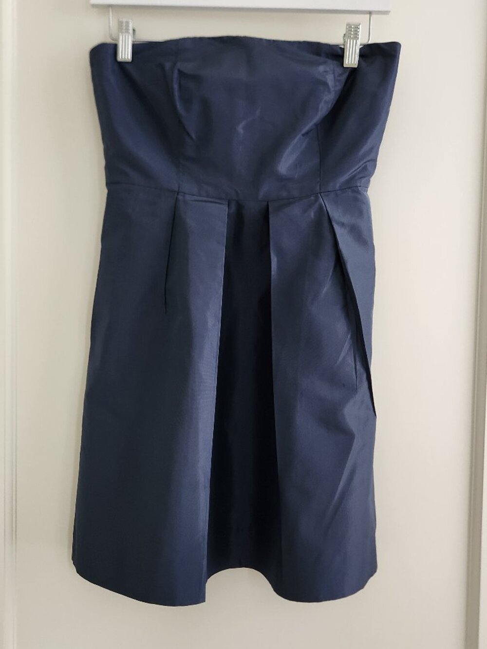 J.Crew Strapless Silk Dress Navy Blue Fit & Flare Petite 0P Cocktail Party